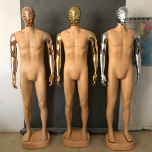 Complete plastic male mannequin with gold and silver combination