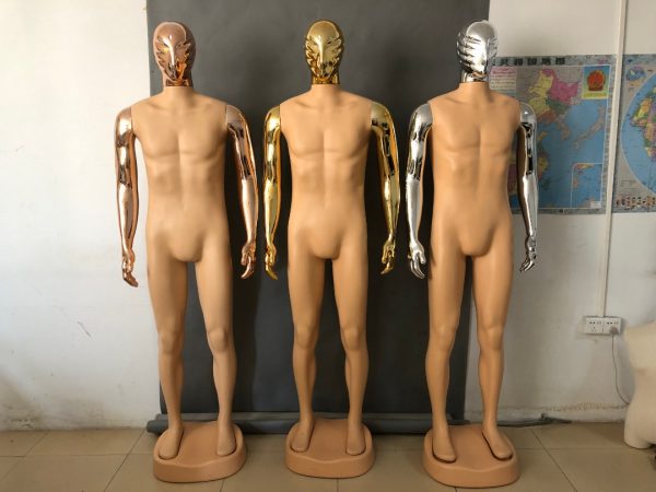 Complete plastic male mannequin with gold and silver combination